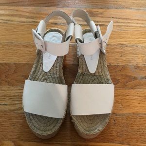 Saks fifth avenue white wedge sandals